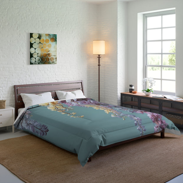 Soft Teal Antique Wisteria Comforter