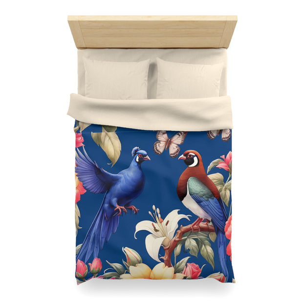 Pheasants A Blue Microfiber Duvet Cover