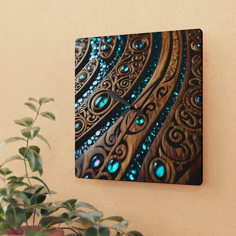 Wood and Paua Abalone Shell Design Acrylic Wall Clock