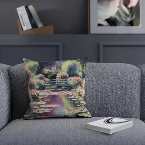 Monet Inspired Lily pond Cushion Watercolor