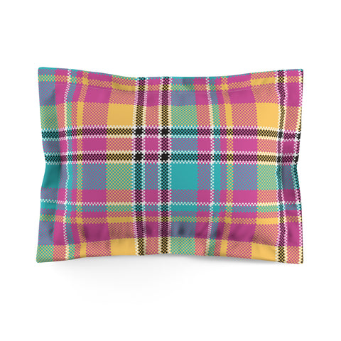 Pink Tartan Microfiber Pillow Sham