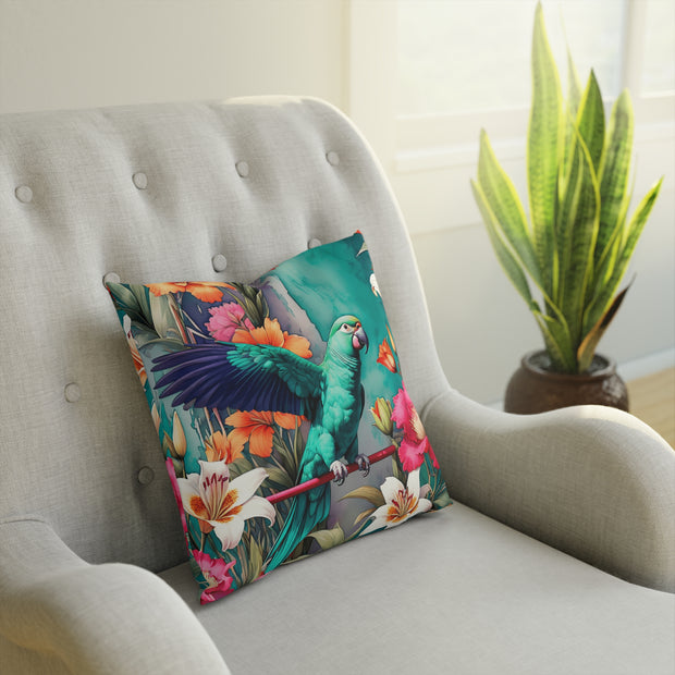 Emerald Green Parrot Paradise Cushion