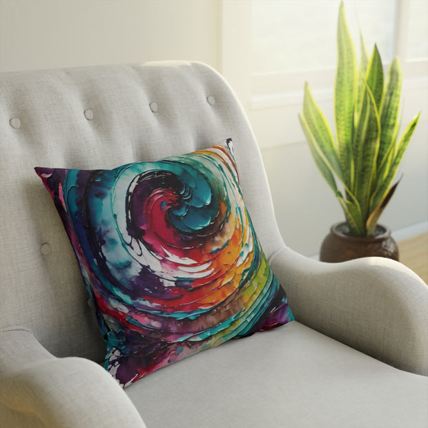 Colorful Swirl In Watercolors and Oils Cushion