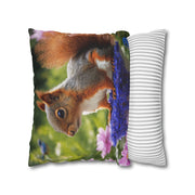Cute Squirrel In The Forest Spun Polyester Square Pillowcase