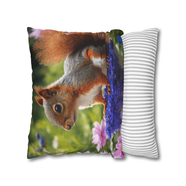 Cute Squirrel In The Forest Spun Polyester Square Pillowcase