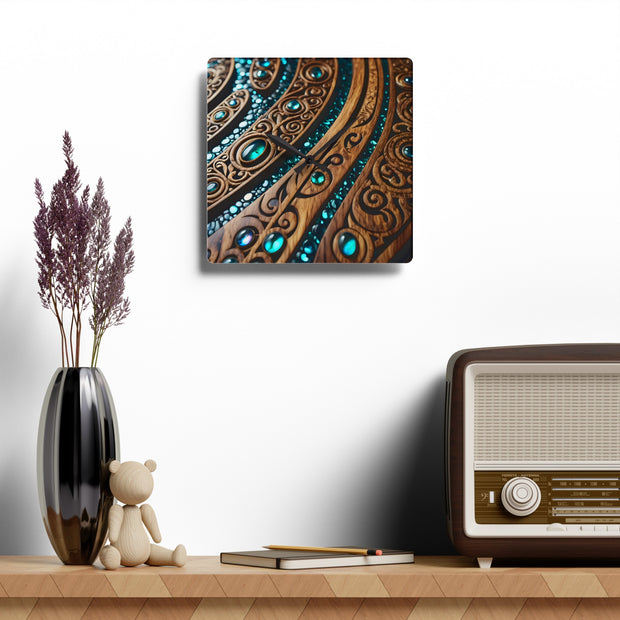Wood and Paua Abalone Shell Design Acrylic Wall Clock