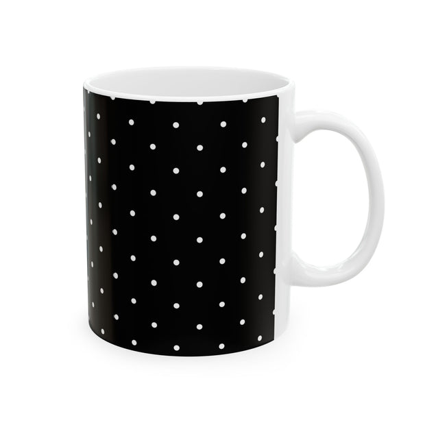 Black and White Polka Dot Ceramic Mug, (11oz, 15oz)