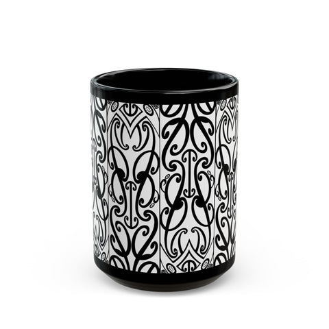 Black And White Koru Black Mug (11oz, 15oz)