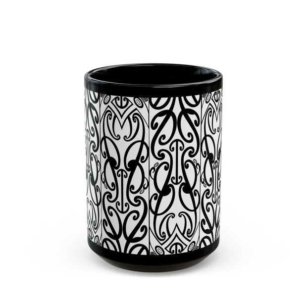 Black And White Koru Black Mug (11oz, 15oz)