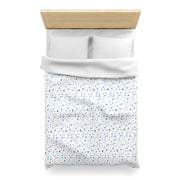 Blue and White Flowers and Butterflies Microfiber Duvet Cover