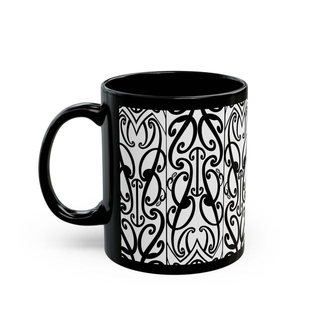 Black And White Koru Black Mug (11oz, 15oz)