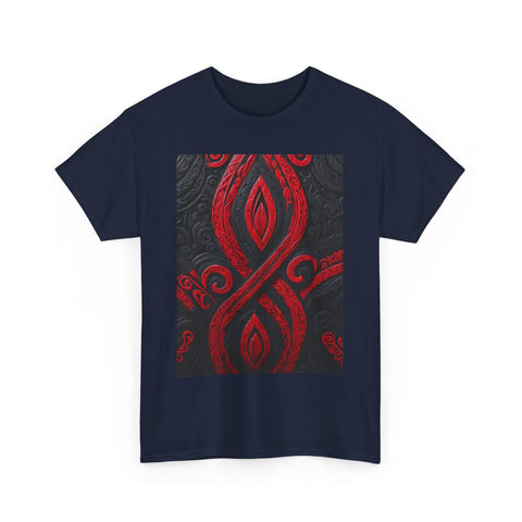 Red and Black Maori Design Mana Unisex Heavy Cotton Tee