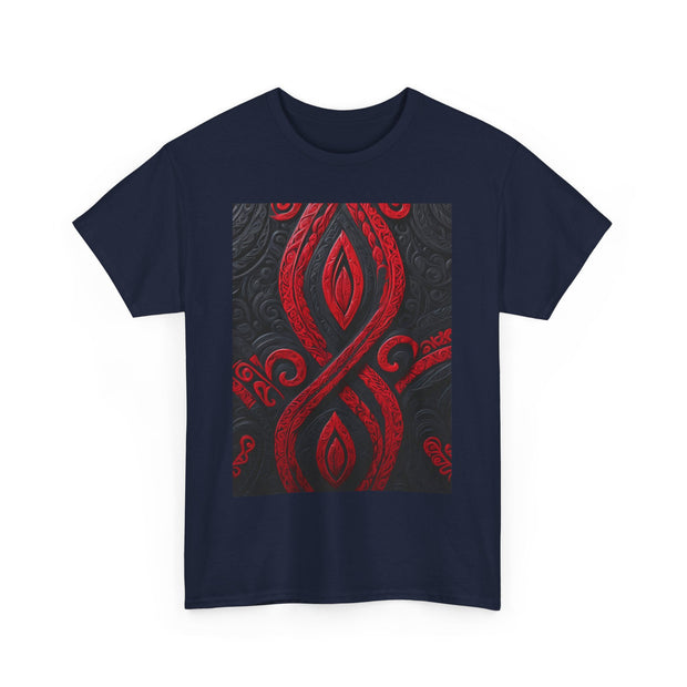 Red and Black Maori Design Mana Unisex Heavy Cotton Tee