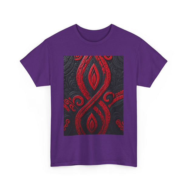 Red and Black Maori Design Mana Unisex Heavy Cotton Tee
