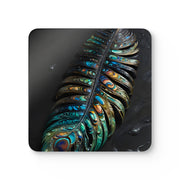 Paua Abalone Shell Feather Corkwood Coaster Set