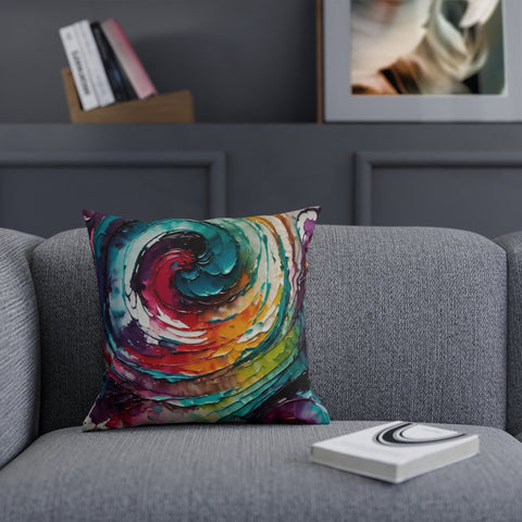 Colorful Swirl In Watercolors and Oils Cushion