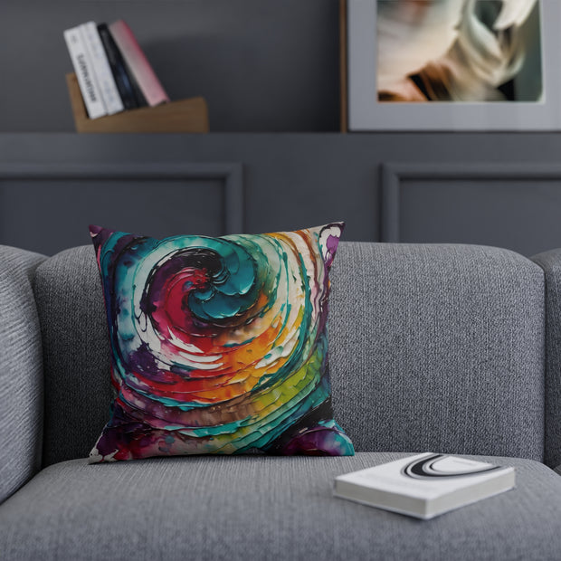 Colorful Swirl In Watercolors and Oils Cushion