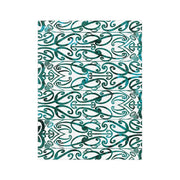 Dark Teal Green Koru Velveteen Microfiber Blanket