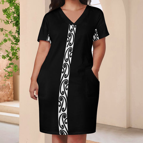 Design Baggy Dress With Pockets Black Koru