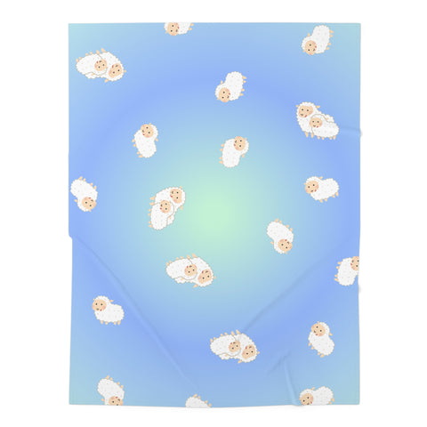 Cute Pastel Blue and Green Sheep Baby Swaddle Blanket