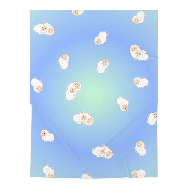 Cute Pastel Blue and Green Sheep Baby Swaddle Blanket