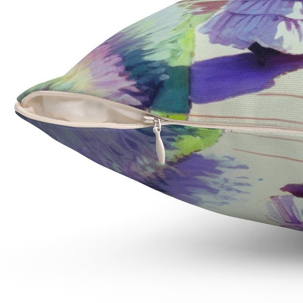 Monet Inspired Girl Walking In Garden Spun Polyester Square Pillow
