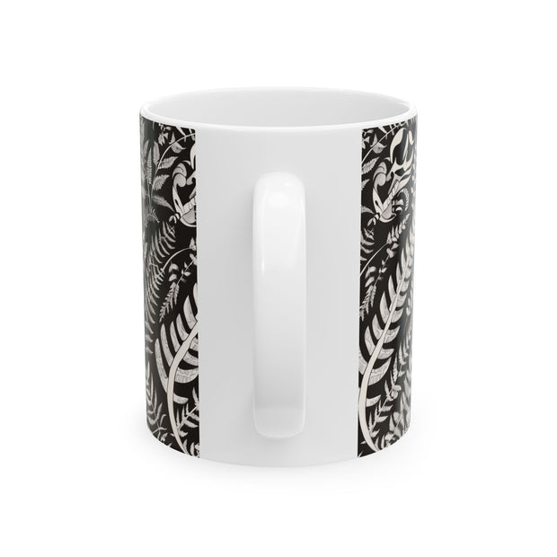 Dark Coco Fern and Bone Ceramic Mug, (11oz, 15oz)