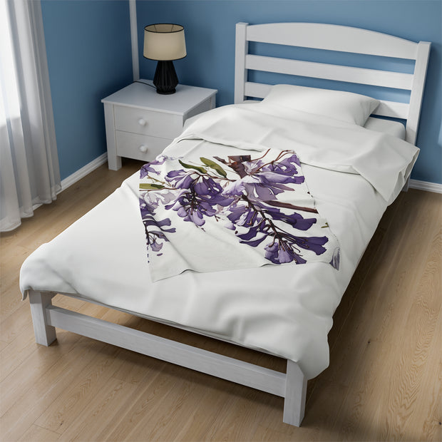 Purple Jacaranda Flowers Velveteen Plush Blanket