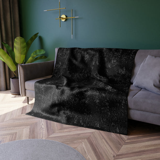 Black Crushed Velvet Blanket