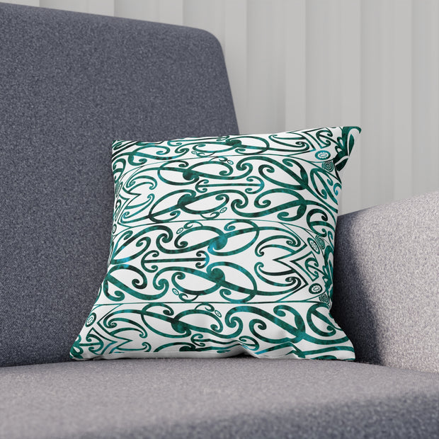 Dark Teal Green Koru Cushion