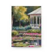 Monet Inspired White Gazebo By The Water Lily Pond Hardcover Journal Matte