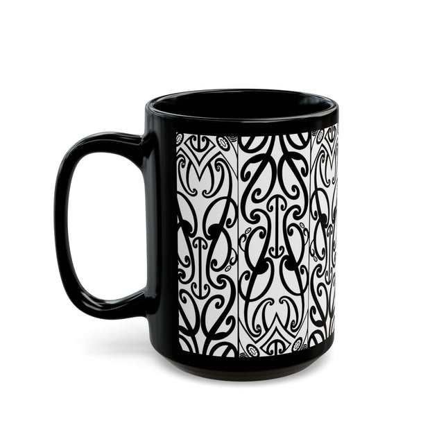 Black And White Koru Black Mug (11oz, 15oz)