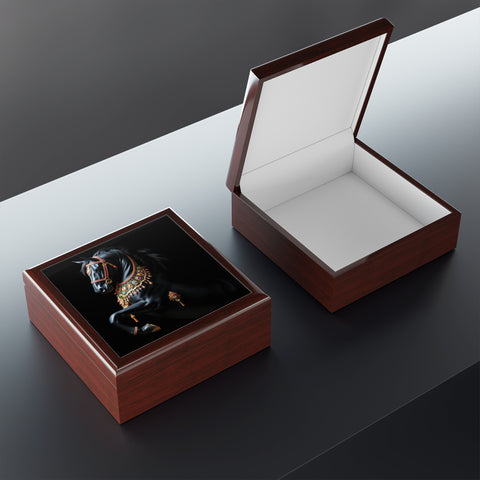 Black Stallion With Jewels Jewelry Box