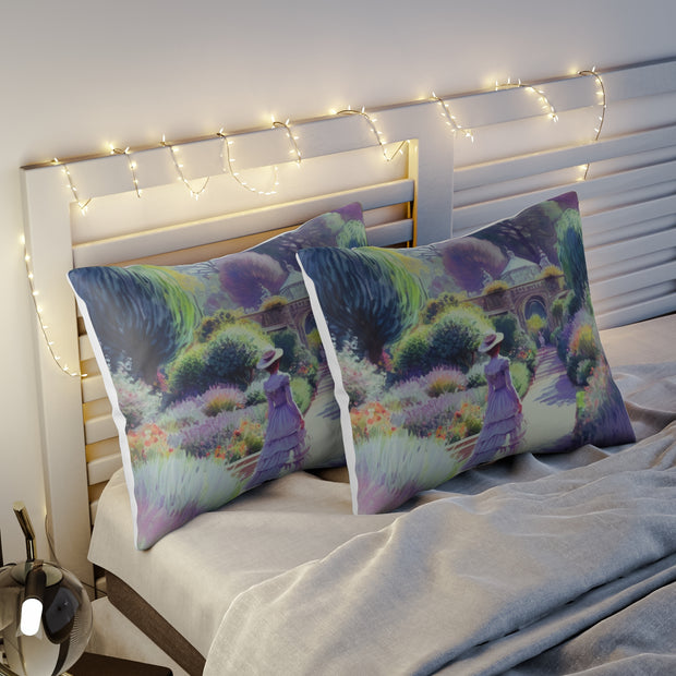 Monet Inspired Girl Walking In Garden Pillow Sham