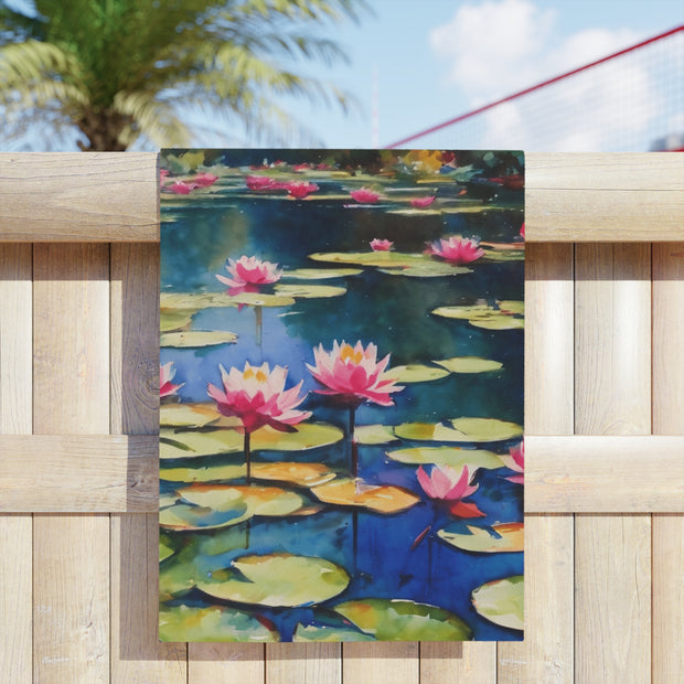 Monet Inspired Waterlily Pond Beach Towels