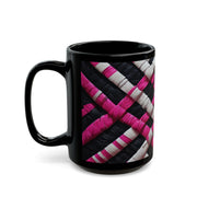 Pink and White Weaving Black Mug (11oz, 15oz)