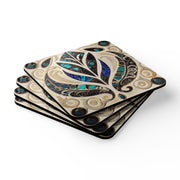 Paua Abalone Shell and Bone Corkwood Coaster Set