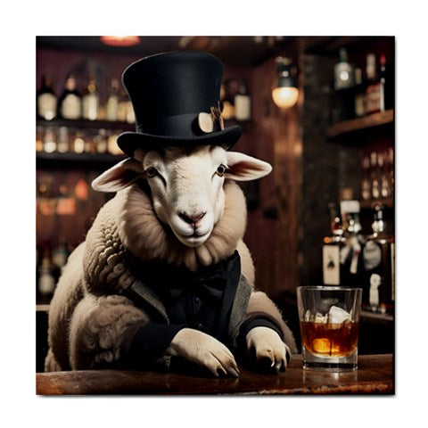 The Gentlemens Club Sheep In Bar Ceramic Tile