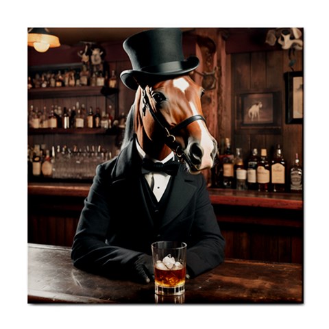 The Gentlemans Club Horse In Bar 2 Ceramic Tile