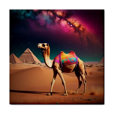 Rainbow Camel In Egypt Ceramic Tile
