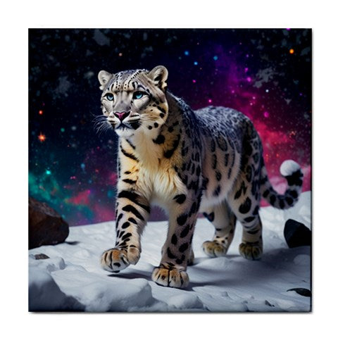 Rainbow Snow Leopard Ceramic Tile