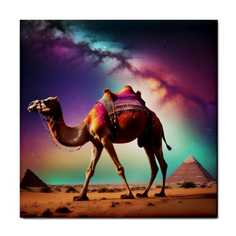 Rainbow Camel In Egypt 2 Ceramic Tile