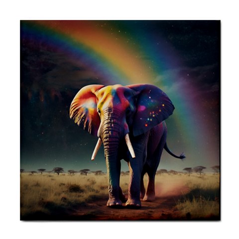 Rainbow Elephant Ceramic Tile