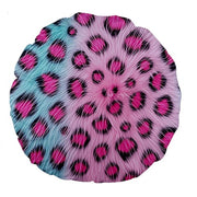 Teal and Pink Leopard Print Large 18" Premium Round Cushion