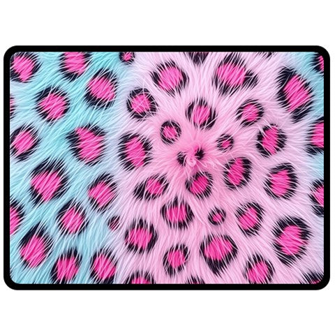 Teal and Pink Leopard Print Fleece Blanket (Extra Large)