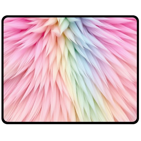 Pastel Rainbow Fur Print Fleece Blanket For Pet(Medium)
