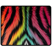 Rainbow Zebra Fur Print Two Sides Fleece Blanket (Medium)