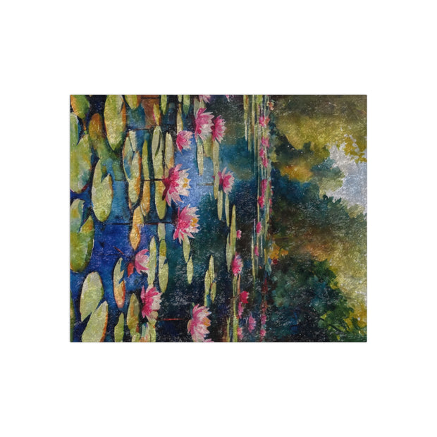 Monet Inspired Waterlily Pond Crushed Velvet Blanket