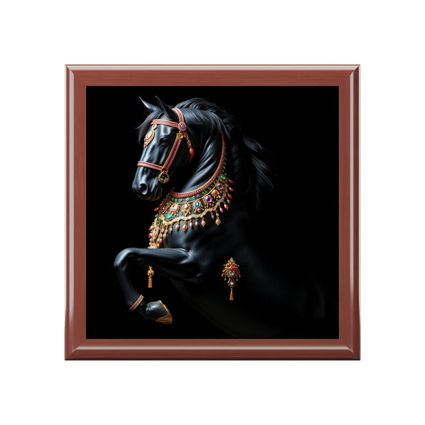 Black Stallion With Jewels Jewelry Box