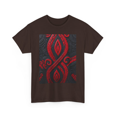 Red and Black Maori Design Mana Unisex Heavy Cotton Tee